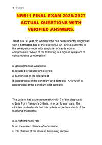 NR511 FINAL EXAM 2026/2027 ACTUAL QUESTIONS WITH VERIFIED ANSWERS.