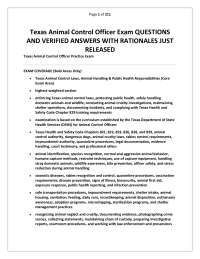 Texas Animal Control Officer Exam QUESTIONS AND VERIFIED ANSWERS WITH RATIONALES JUST RELE