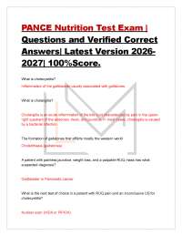 PANCE Nutrition Test Exam | Questions and Verified Correct Answers| Latest Version 2026