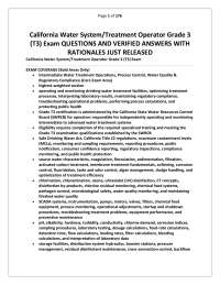 California Water System/Treatment Operator Grade 3 (T3) Exam – QUESTIONS AND VERIFIED ANSW