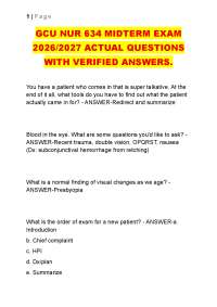 GCU NUR 634 MIDTERM EXAM 2026/2027 ACTUAL QUESTIONS WITH VERIFIED ANSWERS.