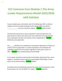 CCC Common Core Module 1 The Army Leader Requirements Model 2025/2026 with Solution