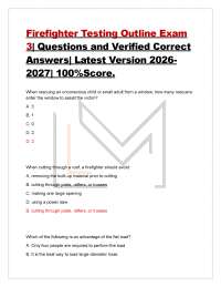 Firefighter Testing Outline Exam 3| Questions and Verified Correct Answers| Latest Versi