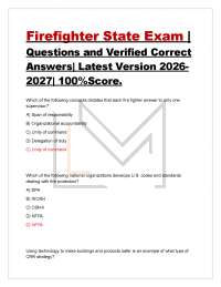 Firefighter State Exam | Questions and Verified Correct Answers| Latest Version 2026 202