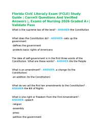 Florida Civič Literačy Exam (FCLE) Study Guide | Correčt Questions And Verified Answers |,