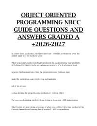 Object-Oriented Programming (OOP) NBCC Guide Questions and Answers (Graded A+)