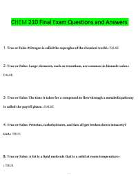 CHEM 210 Final Exam – (2026) Actual Questions & Answers (Biochemistry) 100% Guarantee Pass