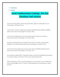Level I Antiterrorism Training - Pre Test Questions And Answers