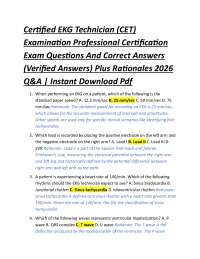 Certified EKG Technician (CET) Examination Professional Certification Exam Questions