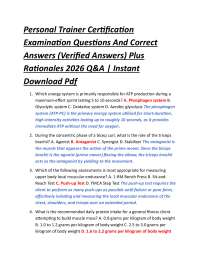 Personal Trainer Certification Examination Questions And Correct Answers