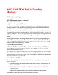 WGU C963 TFN1 Task 1: Founding Ideologies 2026 Update
