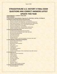 StraighterLine U.S. History II Final Exam – QUESTIONS AND CORRECT ANSWERS LATEST UPDATE TH