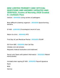 68W LIMITED PRIMARY CARE OFFICIAL QUESTIONS AND ANSWER (UPDATED AND VERIFIED), Exams of Nu