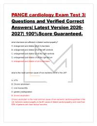 PANCE cardiology Exam Test 3| Questions and Verified Correct Answers| Latest Version 202