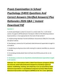 Praxis Examination In School Psychology (5403) Questions And Correct Answers