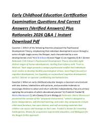 Early Childhood Education Certification Examination Questions And Correct Answers