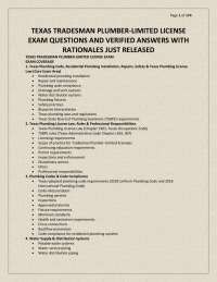 Texas Tradesman Plumber-Limited License Exam – QUESTIONS AND VERIFIED ANSWERS WITH RATIONA