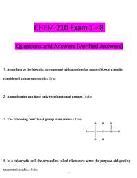 CHEM 210 Exams 1–8 & Final Exam – (2026) Actual Questions & Answers (Biochemistry)