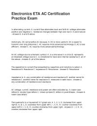Electronics ETA AC Certification Practice Exam Questions and Answers