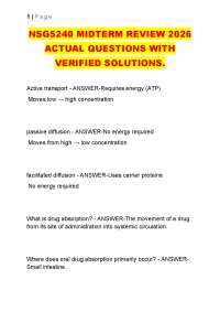 NSG5240 MIDTERM REVIEW 2026 ACTUAL QUESTIONS WITH VERIFIED SOLUTIONS.