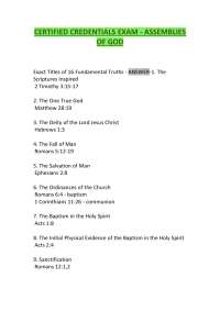 CERTIFIED CREDENTIALS EXAM ASSEMBLIES OF GOD Questions with solved solutions