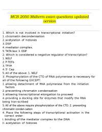 MCB 2050 Midterm exam questions updated version