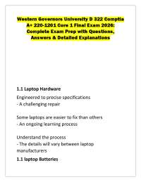 WGU D322 CompTIA A+ Core 1 (220-1201) Final Exam Questions & Answers 2026–2027 | Complete