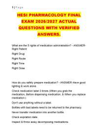 HESI PHARMACOLOGY FINAL EXAM 2026/2027 ACTUAL QUESTIONS WITH VERIFIED ANSWERS.