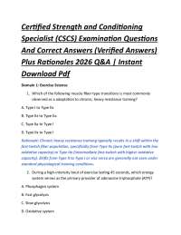 Certified Strength and Conditioning Specialist (CSCS) Examination Questions