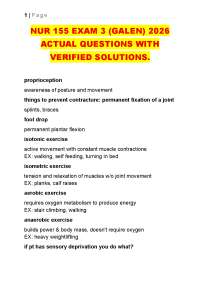 NUR 155 EXAM 3 (GALEN) 2026 ACTUAL QUESTIONS WITH VERIFIED SOLUTIONS.