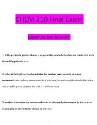 CHEM 210 Final Exam – (2026) Actual Questions & Answers (Biochemistry) 100% Guarantee Pass