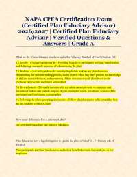 NAPA CPFA Certification Exam (Certified Plan Fiduciary Advisor) 2026/2027 | Certified