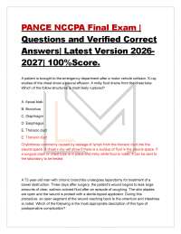 PANCE NCCPA Final Exam | Questions and Verified Correct Answers| Latest Version 2026 202