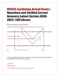 PANCE Cardiology Actual Exam | Questions and Verified Correct Answers| Latest Version 20