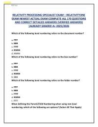 RELATIVITY PROCESSING SPECIALIST EXAM – RELATIVITYONE EXAM NEWEST ACTUAL EXAM COMPLETE AL