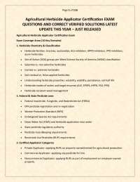 Agricultural Herbicide Applicator Certification EXAM QUESTIONS AND CORRECT VERIFIED SOLUTI