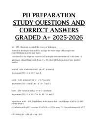 pH Preparation Study Questions and Correct Answers (A+ Grade 2025–2026)