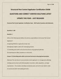 Structural Pest Control Applicator Certification EXAM QUESTIONS AND CORRECT VERIFIED SOLUT