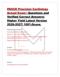 PANCE Precision Cardiology Actual Exam | Questions and Verified Correct Answers| Higher