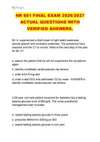 NR 601 FINAL EXAM 2026/2027 ACTUAL QUESTIONS WITH VERIFIED ANSWERS.