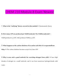 CHEM 210 Module 8 Exam – (2026) Actual Questions & Answers (Biochemistry) 100% Guarantee