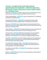 AIC 300 - CLAIMS IN AN EVOLVING WORLD QUESTIONS AND ANSWERS | VERIFIED AND WELL DETAILED,