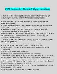 PJM Generation Dispatch Exam questions