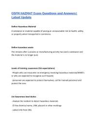 OSFM HAZMAT Exam Questions and Answers| Latest Update
