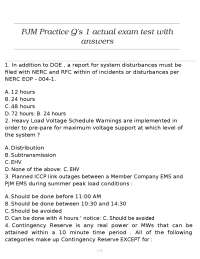 PJM Practice Q's 1 actual exam test with answers