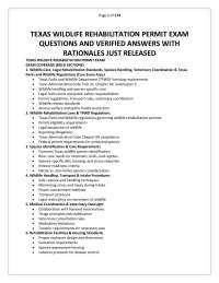 TEXAS WILDLIFE REHABILITATION PERMIT EXAM QUESTIONS AND VERIFIED ANSWERS WITH RATIONALES J