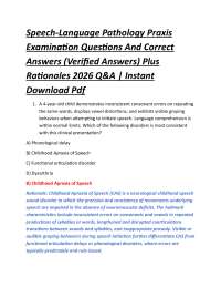 Speech-Language Pathology Praxis Examination Questions And Correct Answers