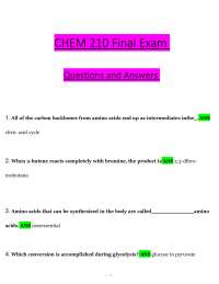 CHEM 210 Final Exam – (2026) Actual Questions & Answers (Biochemistry) 100% Guarantee Pass