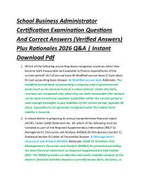 School Business Administrator Certification Examination Questions And Correct Answers