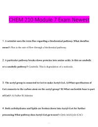 CHEM 210 Module 7 Exam – (2026) Actual Questions & Answers (Biochemistry) 100% Guarantee